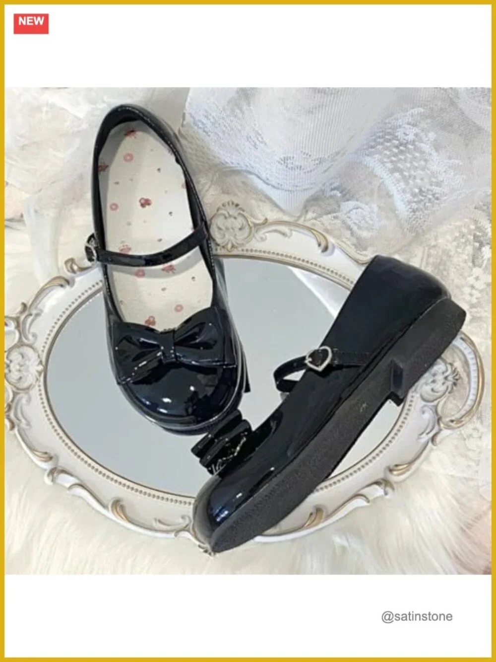 Lolita Shoes Cute Mary Jane Flats Cosplay Party Shoes with Detachable Bow,